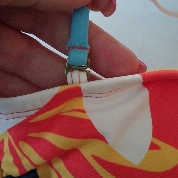 Hobie Womens Orange Floral Bloomy Daze Bandeau Bikini Swim Top, Size Large - Picture 5 of 12